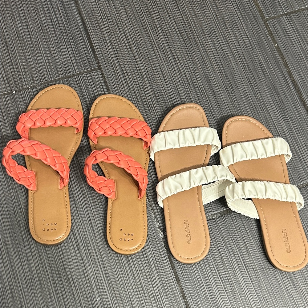 A New Day Women's Sandals - Coral and white